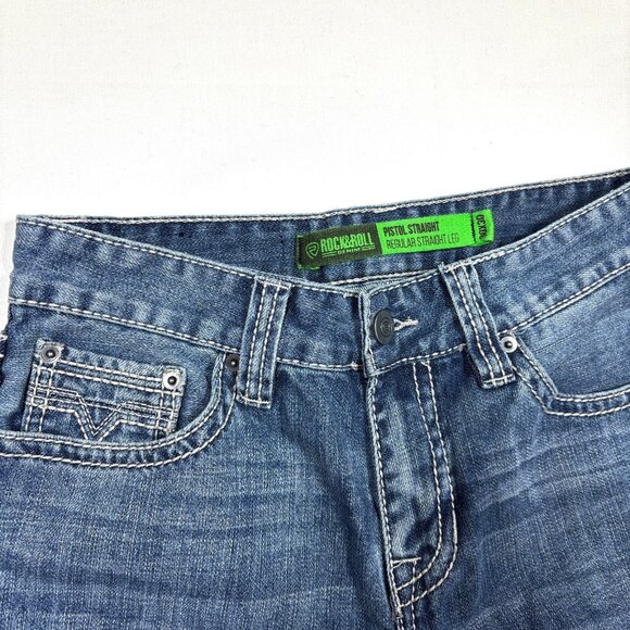 Rock & Roll Denim Pistol Straight Regular Straight Leg Blue Jeans Mens 30x30 - Picture 4 of 11